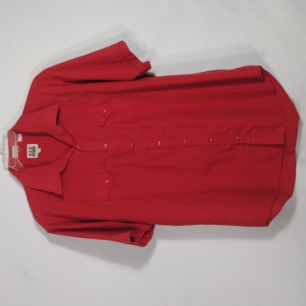 Vintage Ely Cattleman Mens Tall 18 Red Short Sleeve Pearl Snap Western Shirt